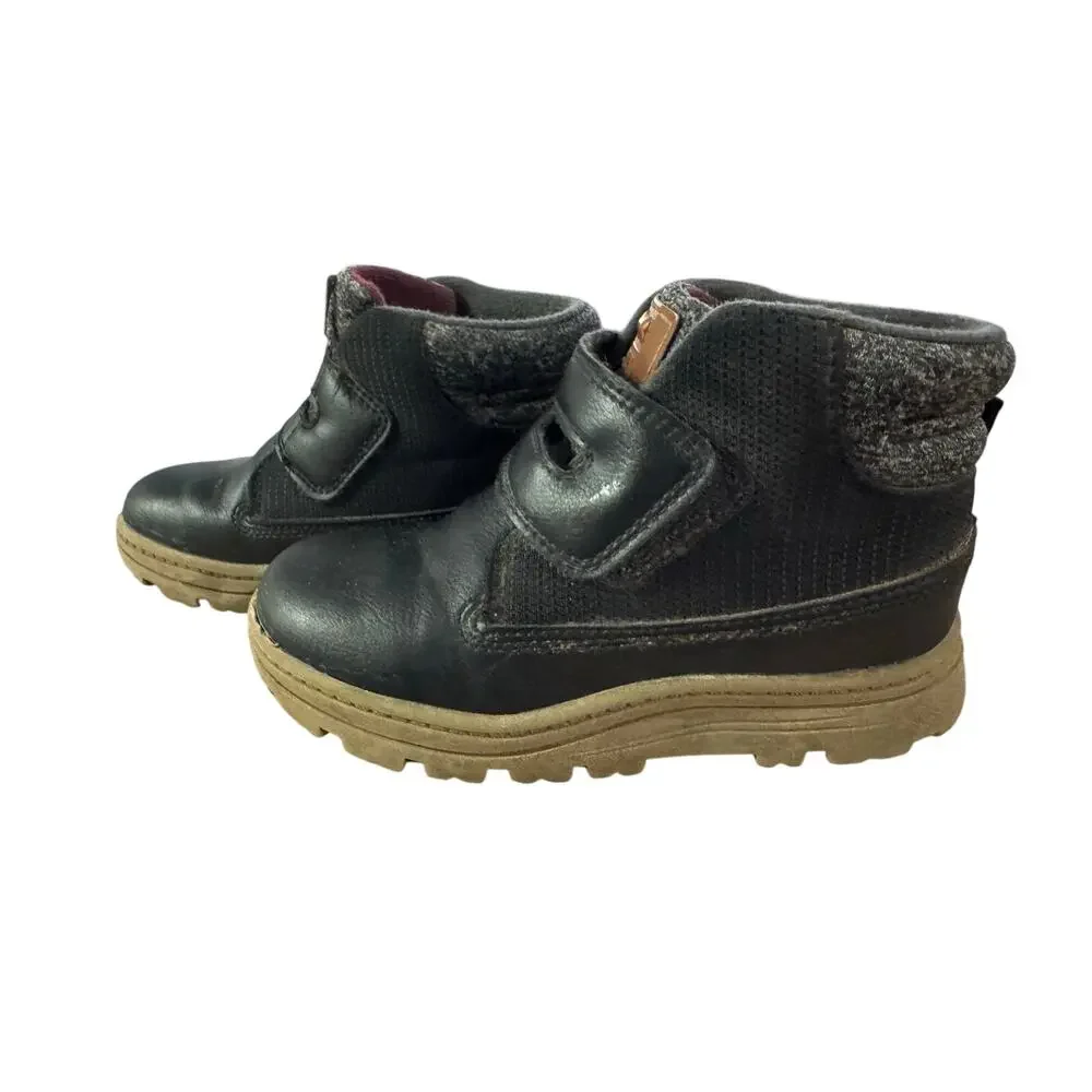 Carter’s Toddler Boys Black Ankle Boots Hook & Loop Velcro Size 11 Winter